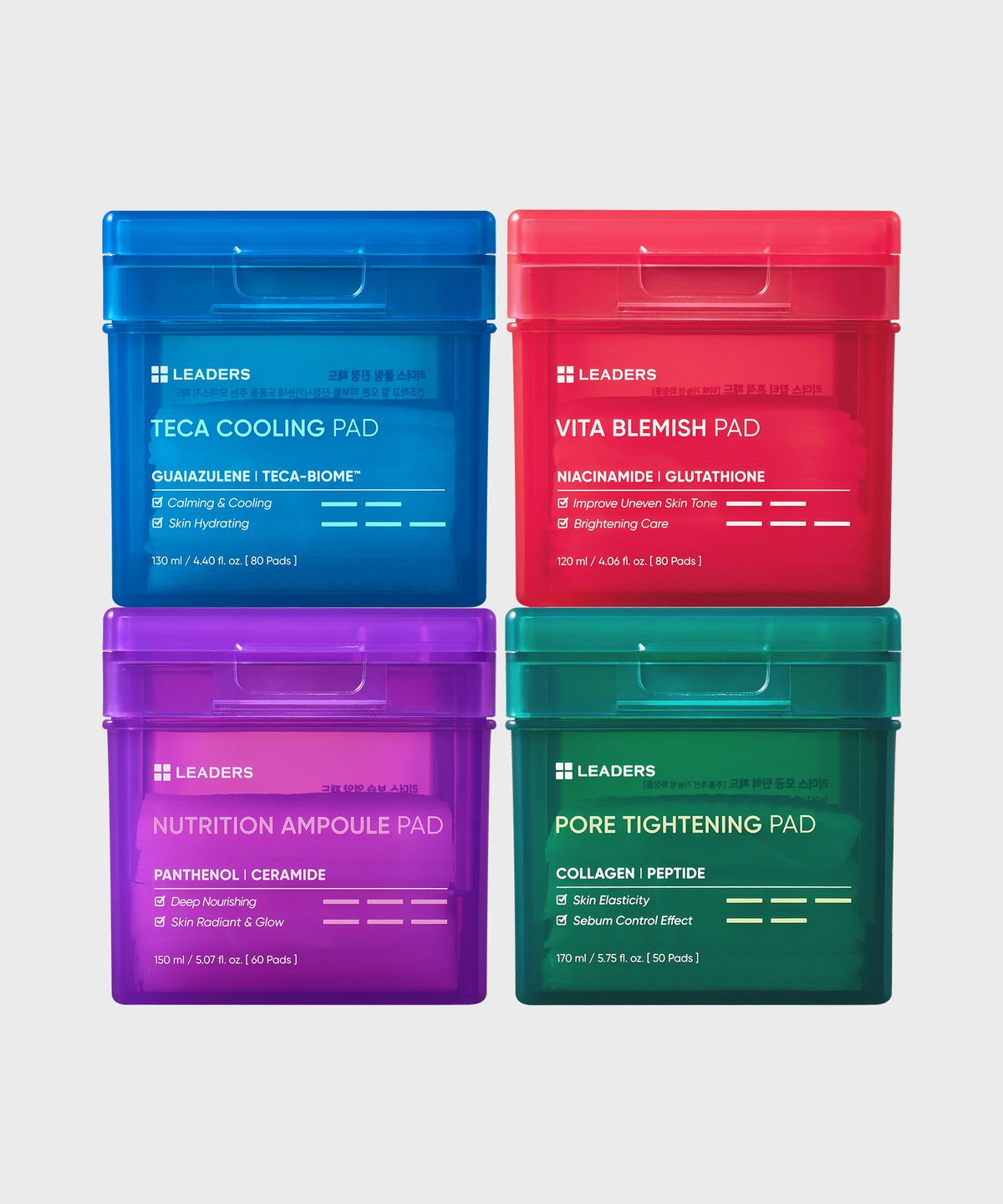 리더스코스메틱(LEADERS COSMETICS) 사각패드 진정 모공 잡티 보습 4종 (택1)