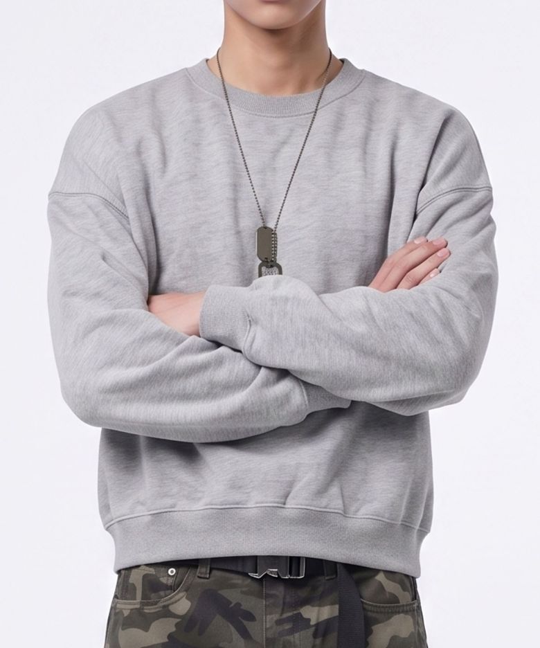 에센셜 크루넥 세미 크롭 맨투맨 4Color
