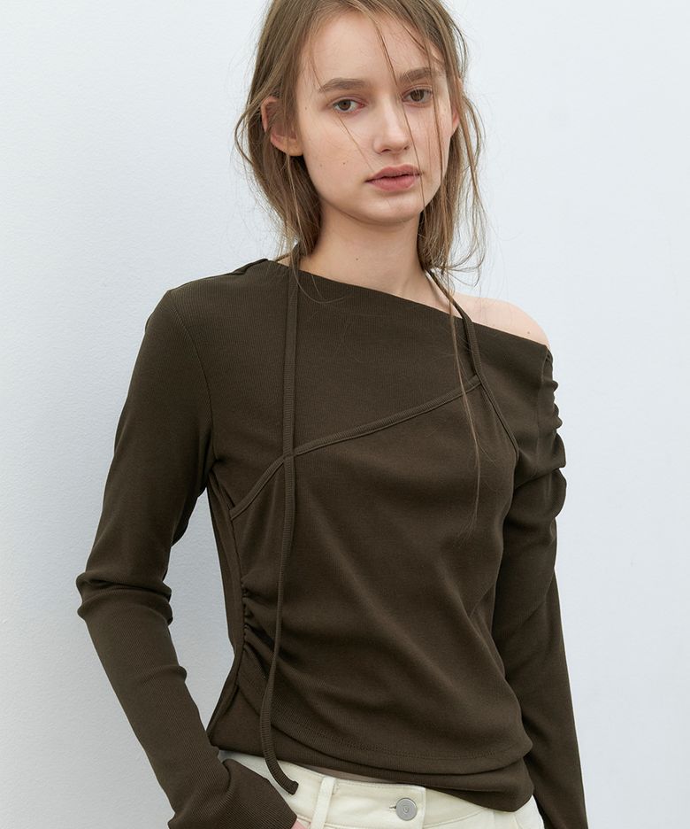 (T-7272)HALTER LAYERED OFF SHOULDER TOP