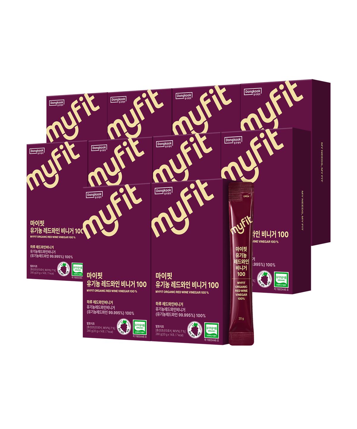 마이핏(MYFIT) 100 유기농 레드와인비니거 발효 와인 식초 스틱 10박스