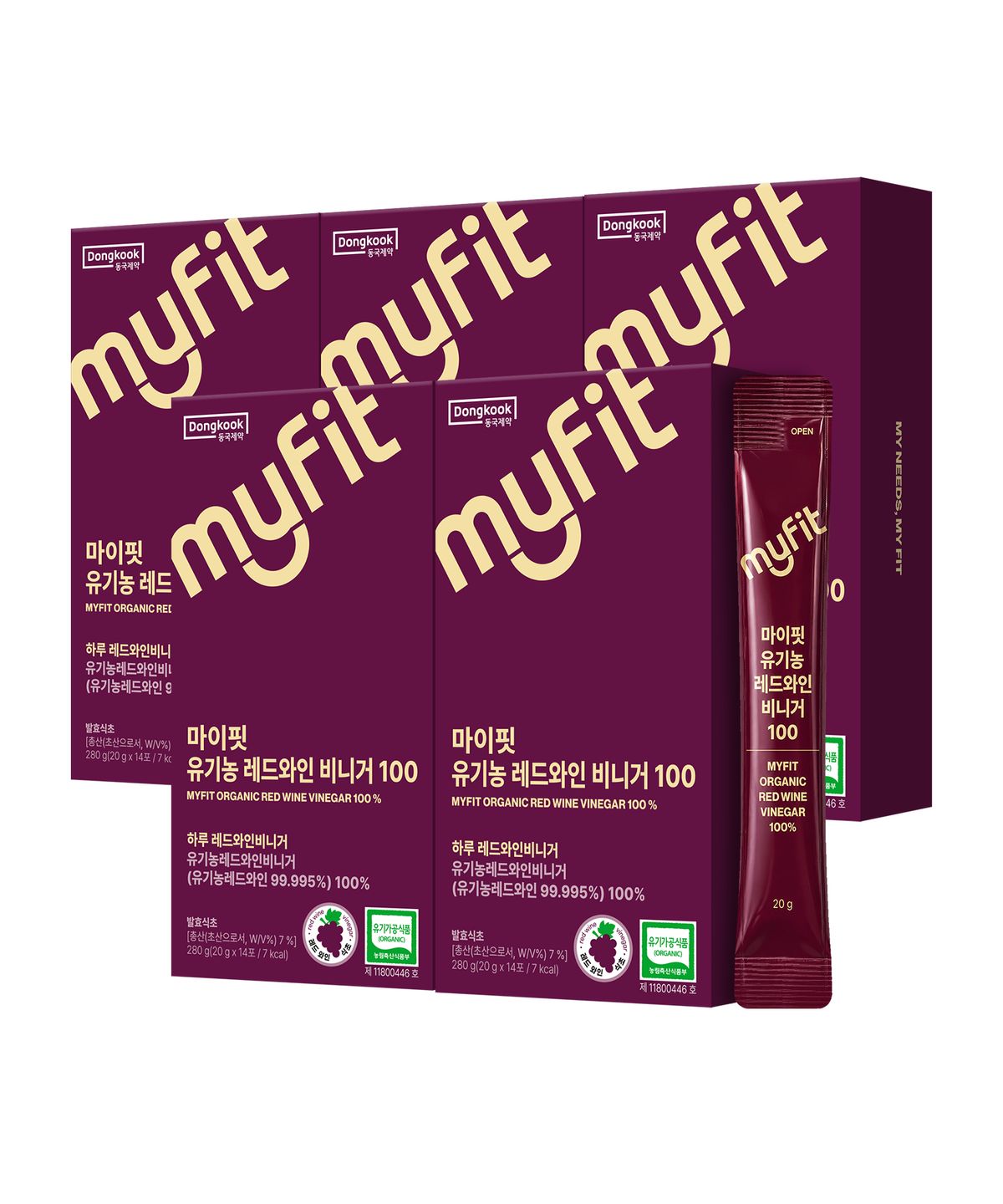 마이핏(MYFIT) 100 유기농 레드와인비니거 발효 와인 식초 스틱 5박스