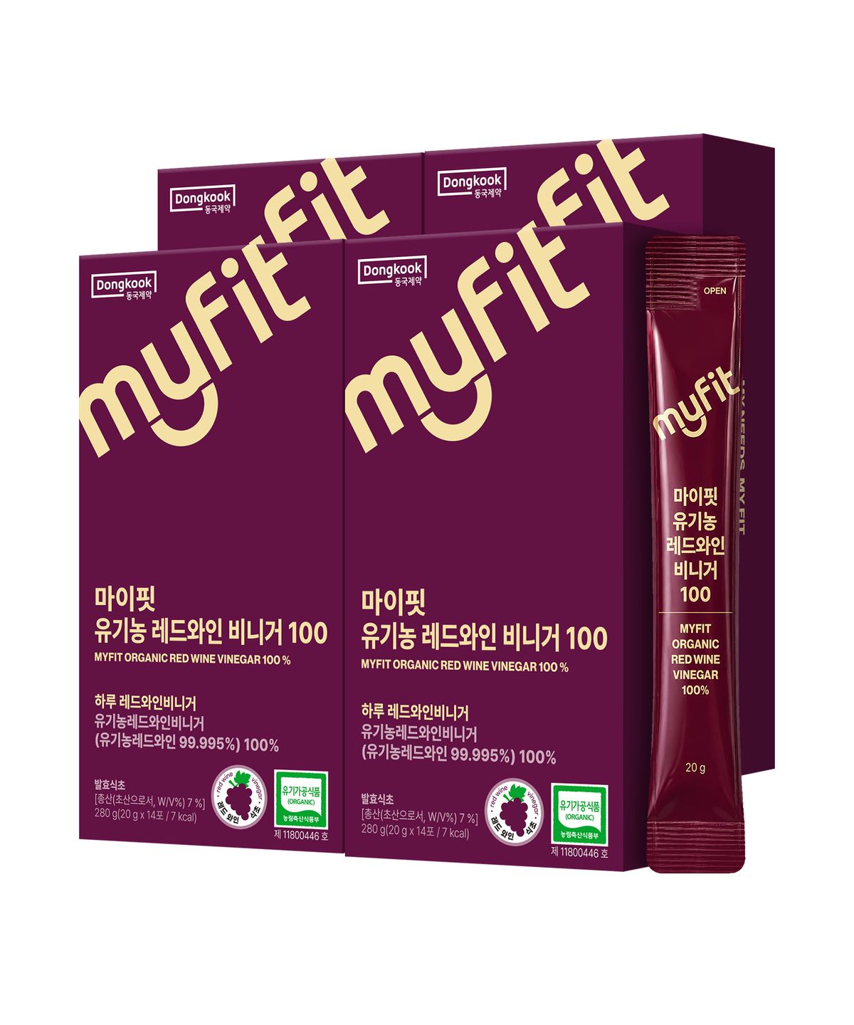 마이핏(MYFIT) 100 유기농 레드와인비니거 발효 와인 식초 스틱 4박스