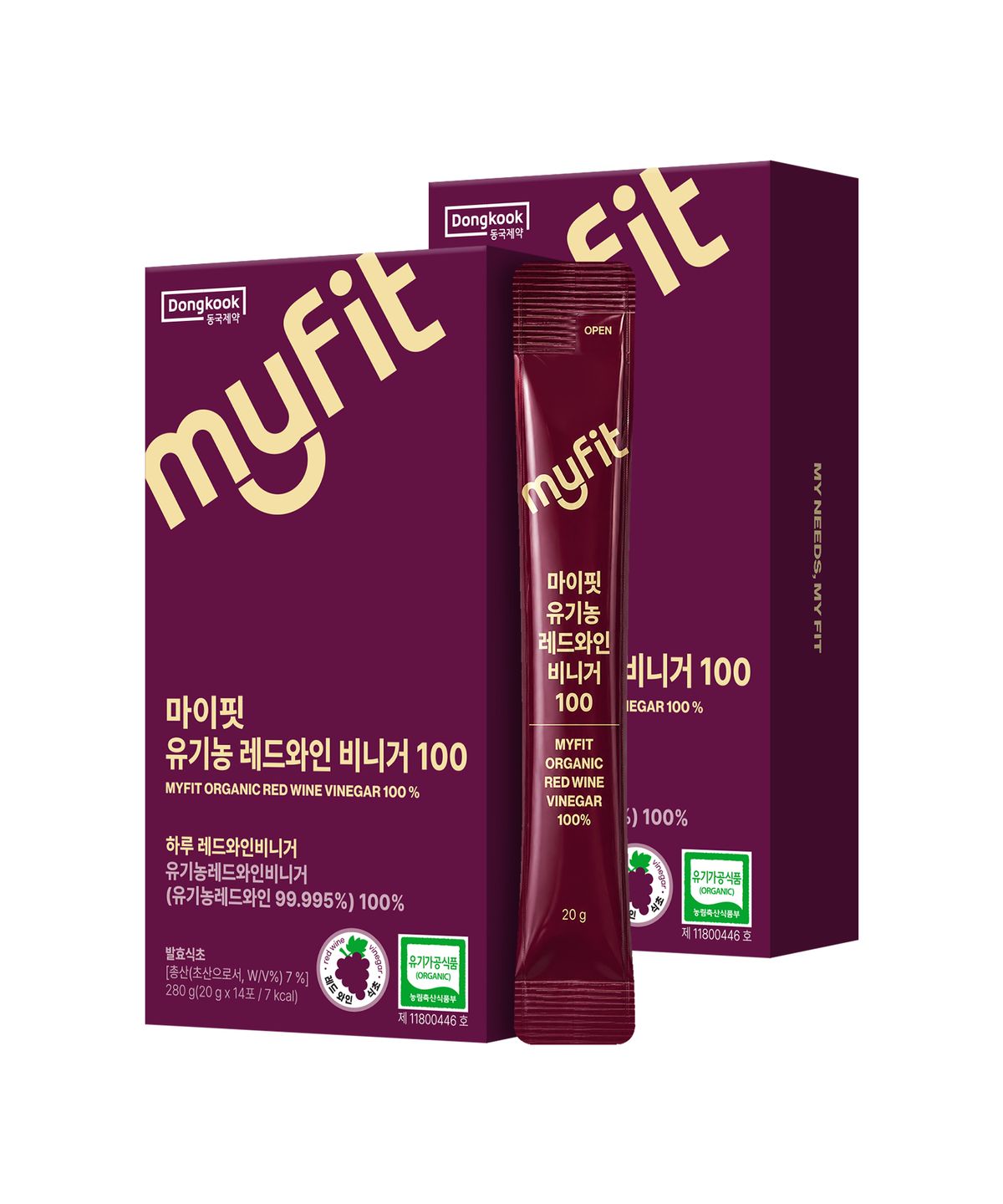 마이핏(MYFIT) 100 유기농 레드와인비니거 발효 와인 식초 스틱 2박스