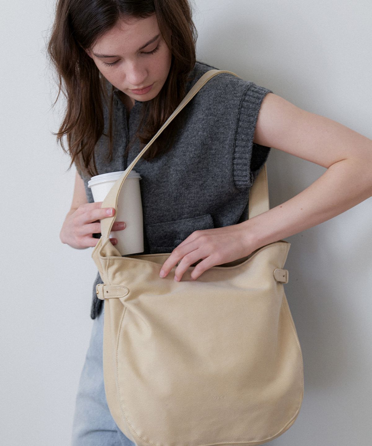 오블라(OVLA) buckle slouchy suede bag 2color BG008