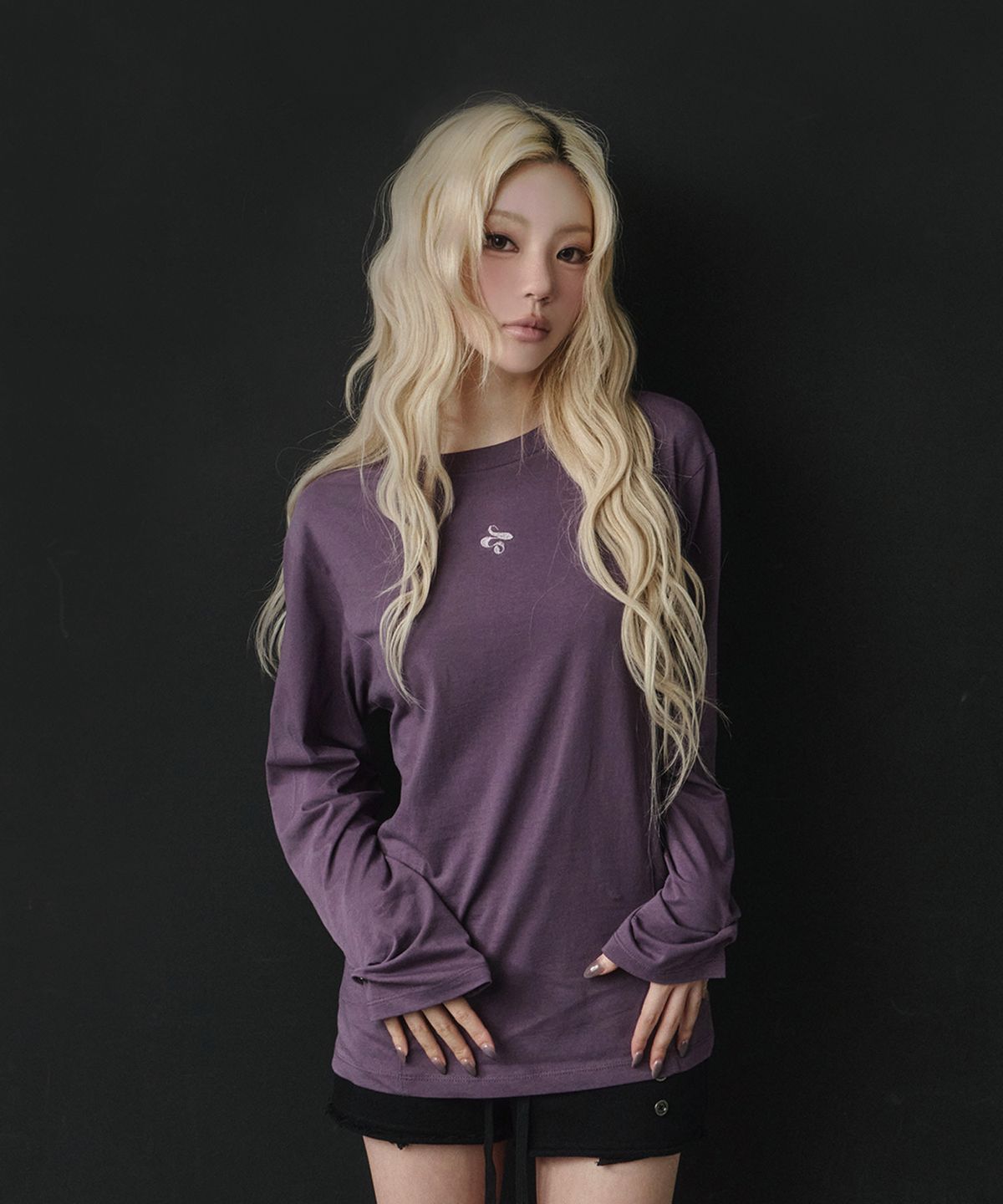 업드래프트(UPDRAFT) Button Roll-Up Loose-Fit Long Sleeve [Muted purple]