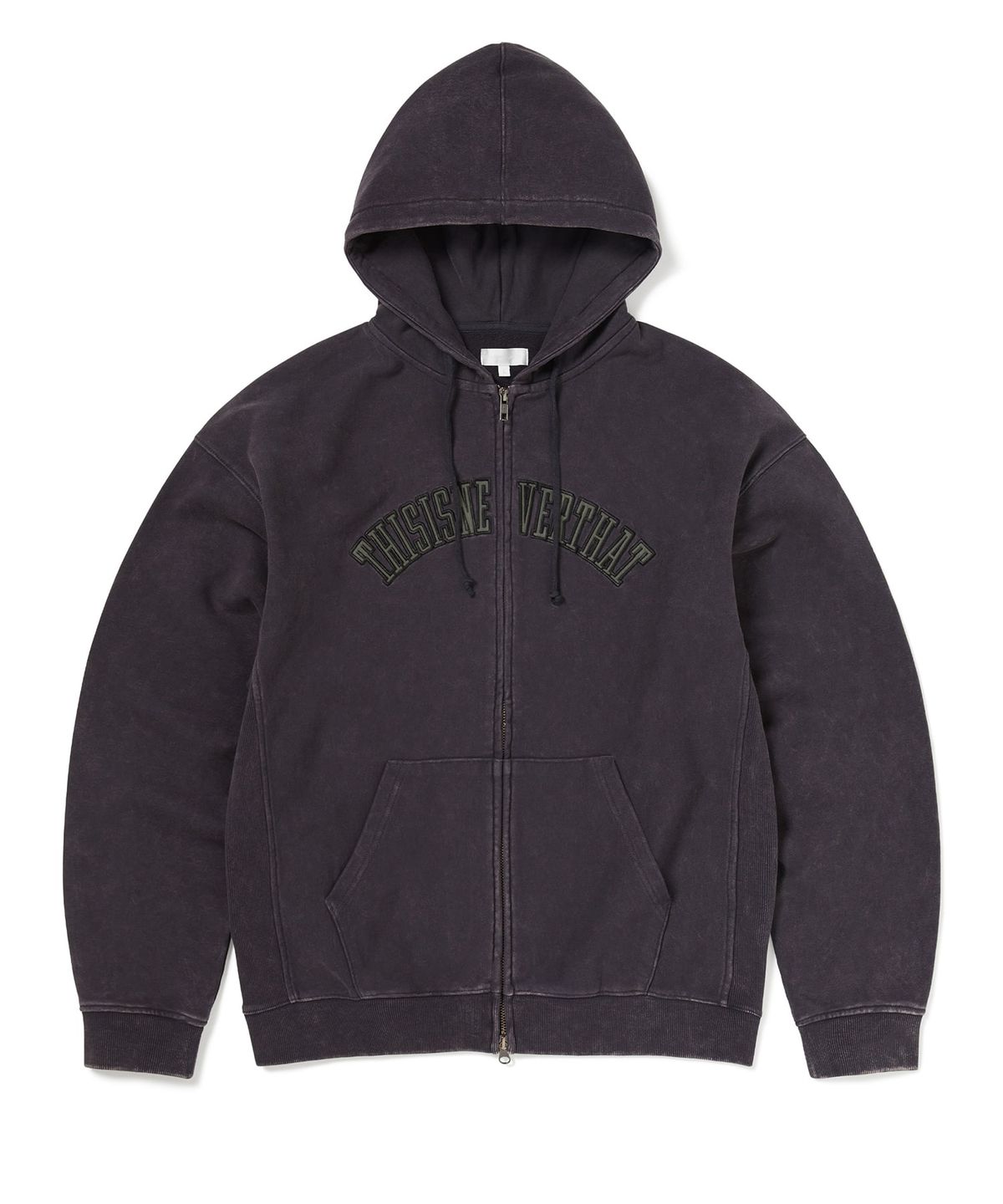 디스이즈네버댓(THISISNEVERTHAT) Applique Zip Up Hoodie Damaged Black