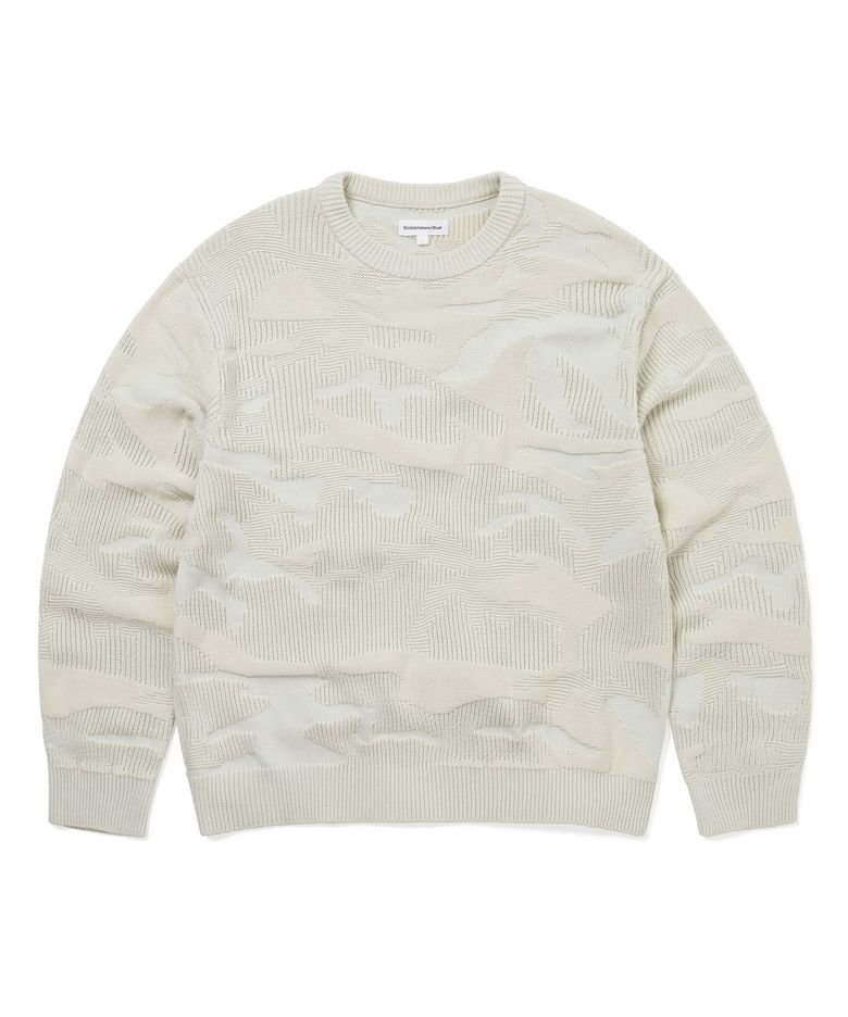 Camouflage Jacquard Knit Crew Natural