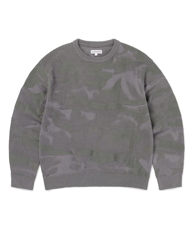 Camouflage Jacquard Knit Crew Faded Purple