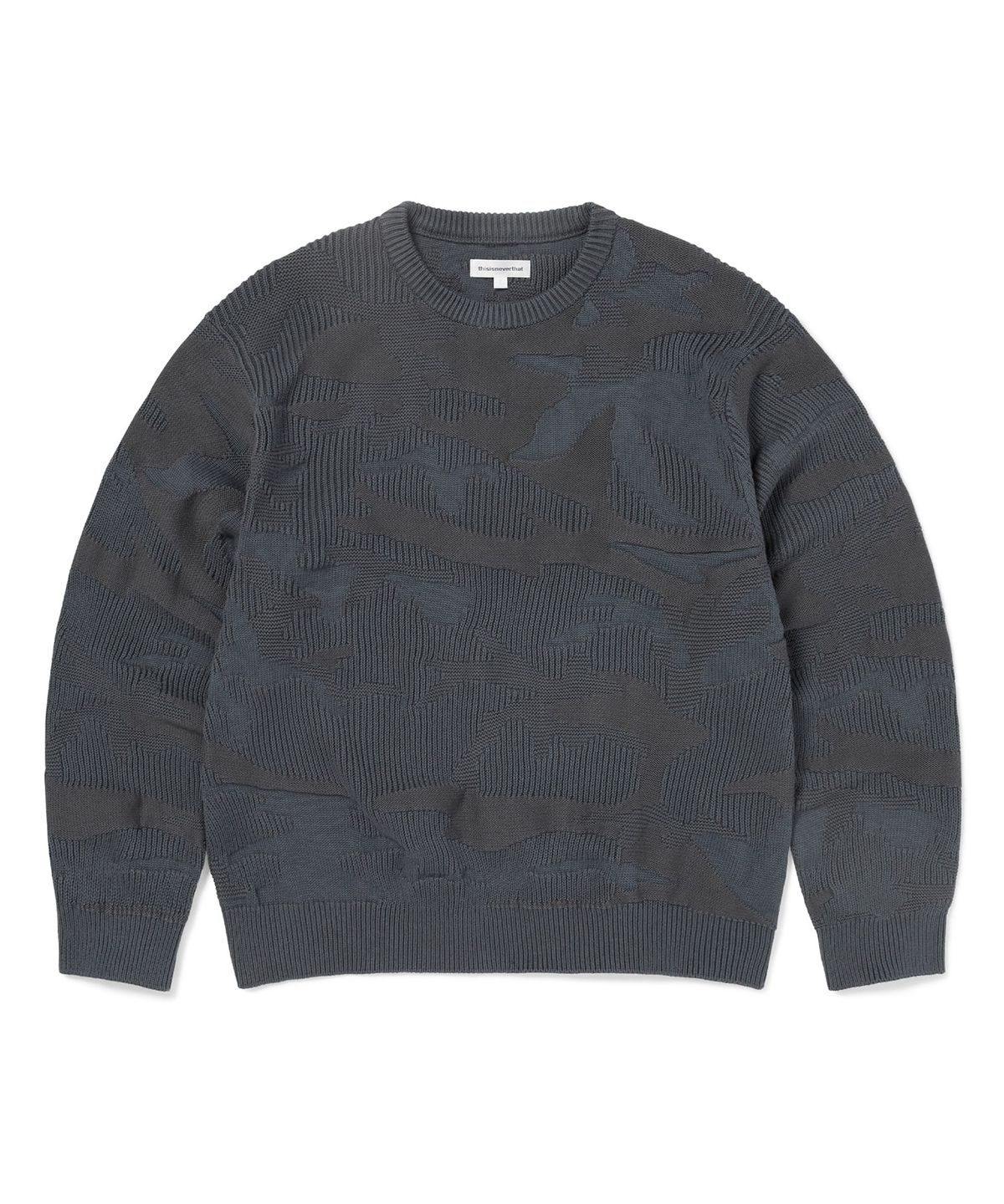 디스이즈네버댓(THISISNEVERTHAT) Camouflage Jacquard Knit Crew Dark Navy