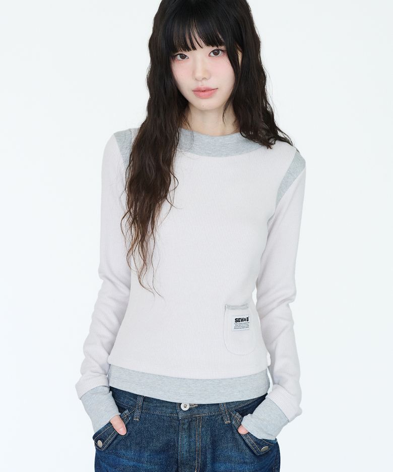 믹스 포켓 후드티 (세미크롭) 아이보리