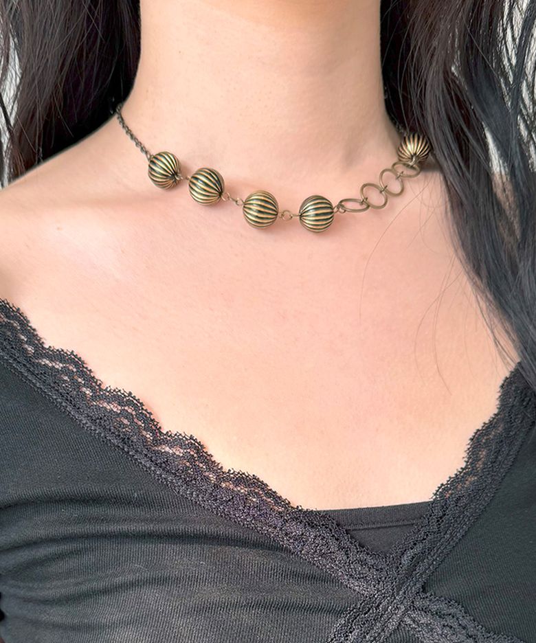 STRIPE BALL NECKLACE (GOLD)
