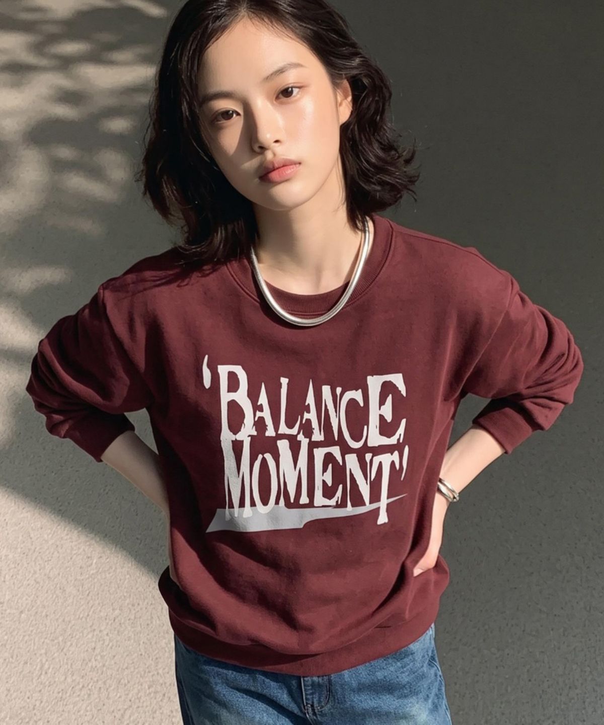 밴웍스(VANNWORKS) BALANCE MOMENT 맨투맨 (VLS0231) 버건디