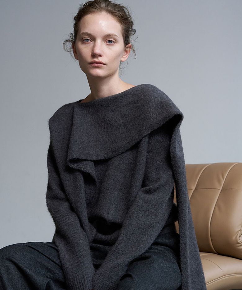Alpaca Muffler Knit (Dark Gray)