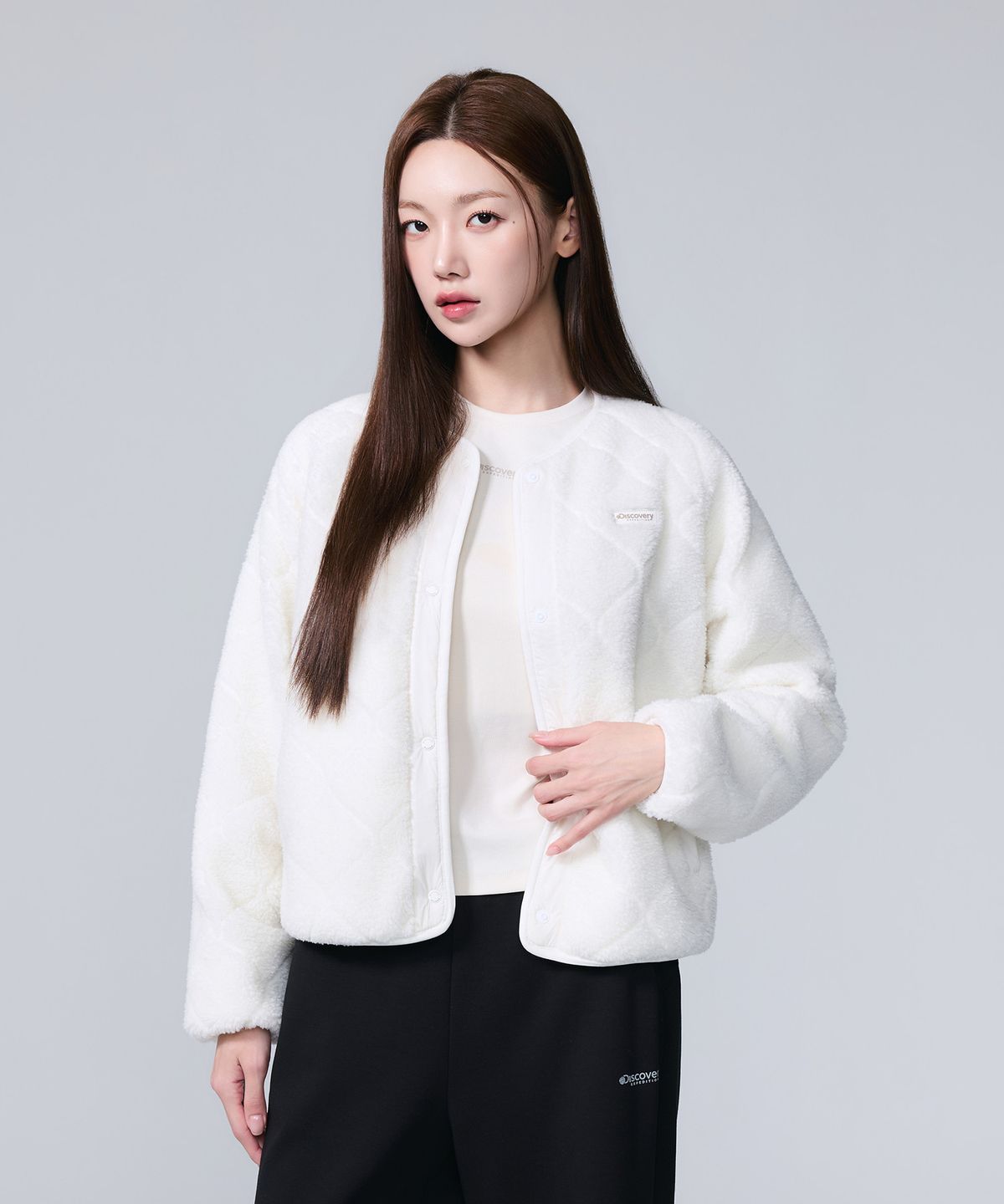 디스커버리 익스페디션(DISCOVERY EXPEDITION) 여성 퀼팅 플리스 자켓 (CREAM)