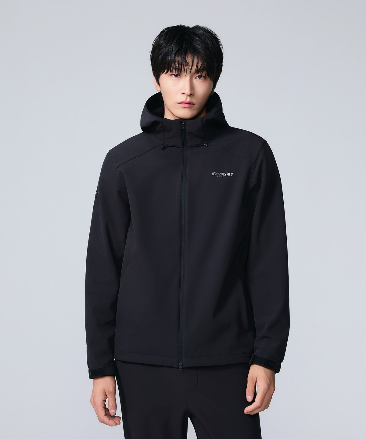 디스커버리 익스페디션(DISCOVERY EXPEDITION) 남성 본딩 기모 후드 자켓 (SET-UP) (BLACK)