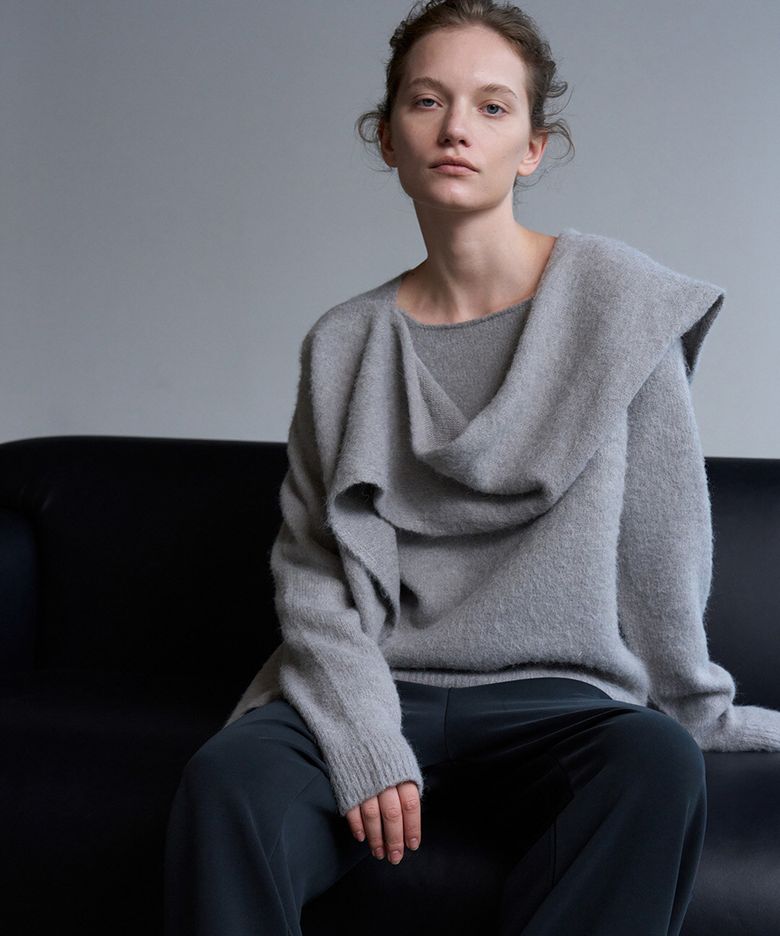 Alpaca Muffler Knit (Ash Gray)