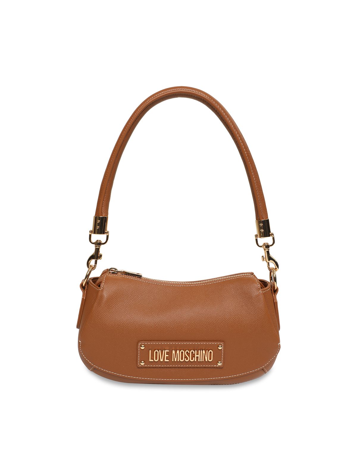 러브 모스키노(LOVE MOSCHINO) [온라인 단독] 플라크 로고 레더 숄더백 Brown