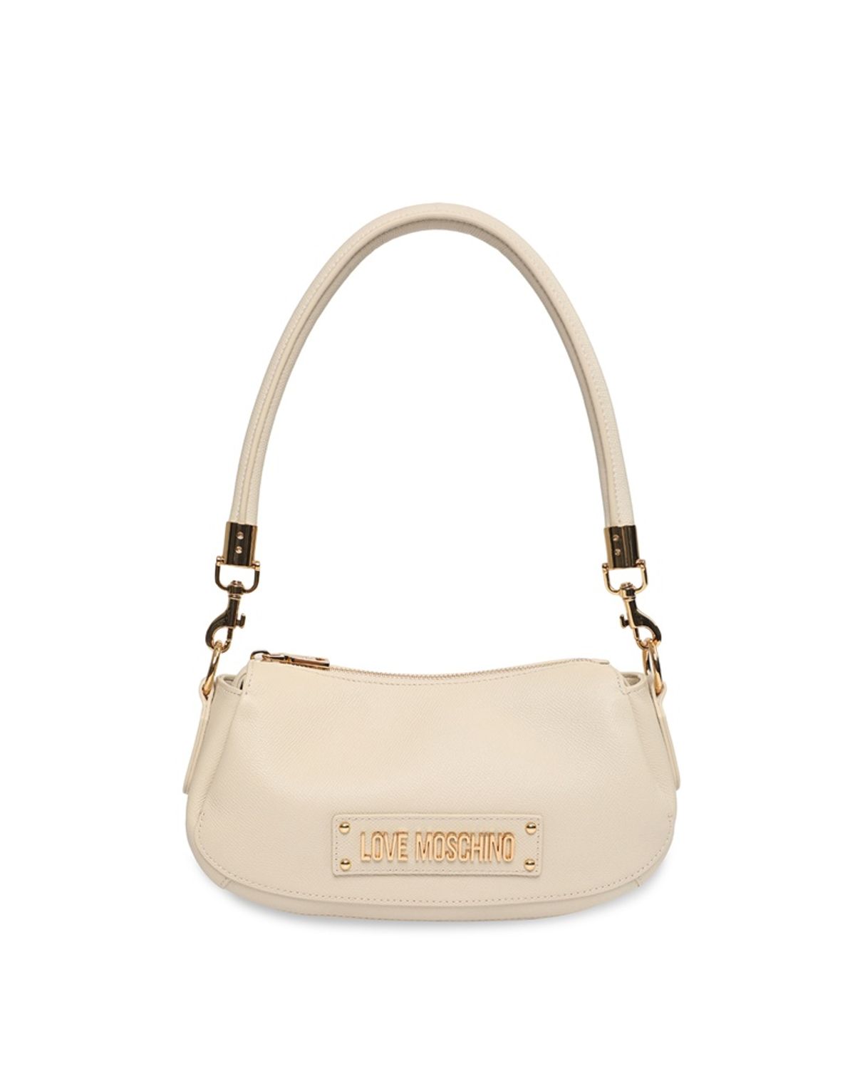러브 모스키노(LOVE MOSCHINO) [온라인 단독] 플라크 로고 레더 숄더백 Ivory
