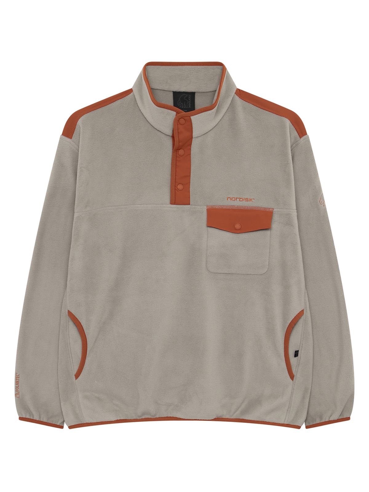 노르디스크(NORDISK) 폴라텍 플리스 버튼넥 티셔츠 - M_Light Grey OMW26275C2