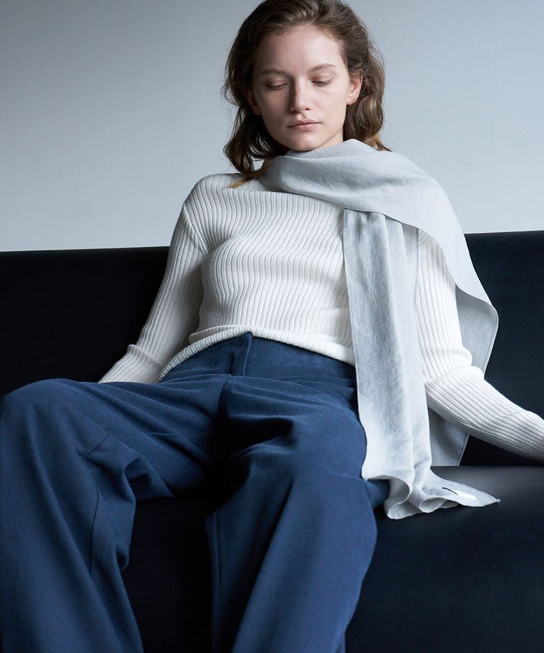 Rolled Boat-Neck Knit (Ivory)