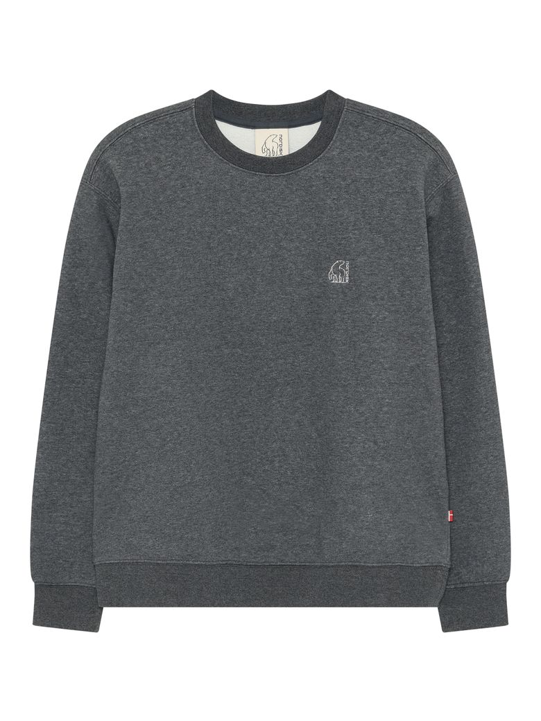 빅 폴라베어 기모 맨투맨 - U_MELANGE DARK GREY OUW26221ZJ