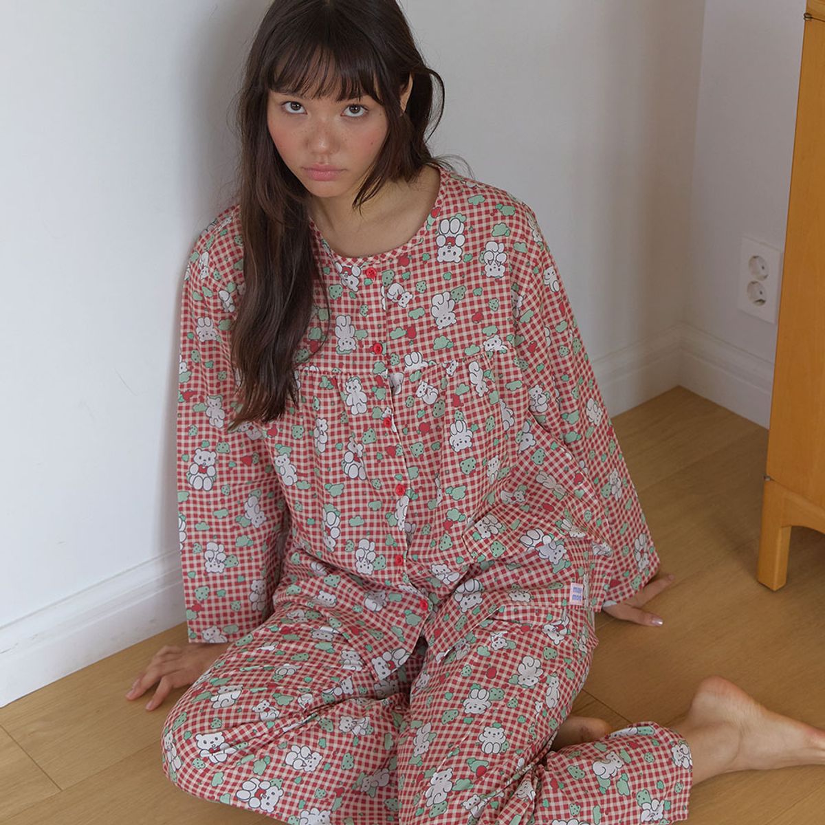 뮤즈무드(MUSEMOOD) [라운드넥/코튼] Apple Bear Pajama 잠옷