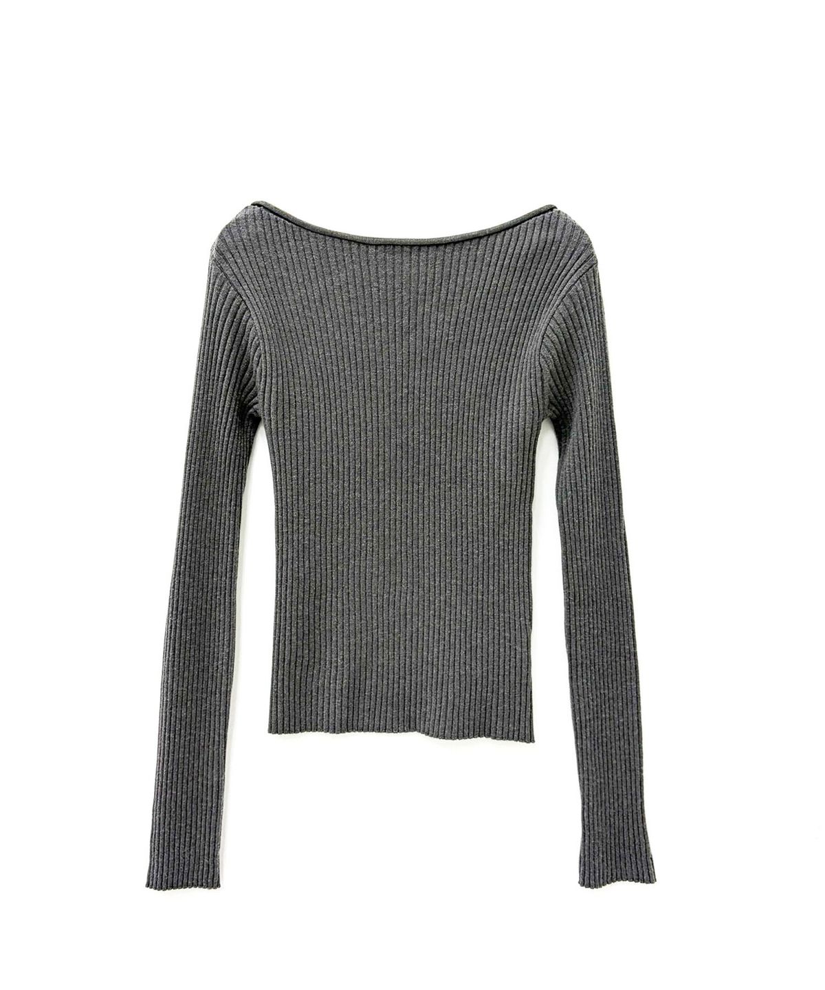 린테(LYNTE) Rolled Boat-Neck Knit (Dark Gray)