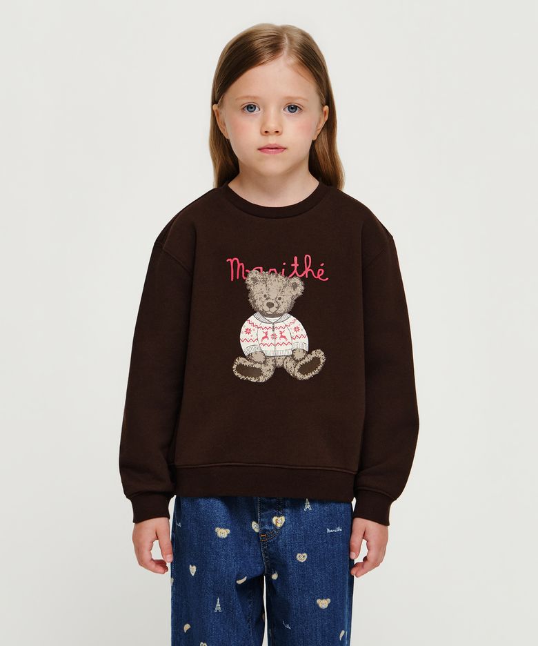 KIDS NORDIC BEAR SWEATSHIRT (BRUSHED) brown