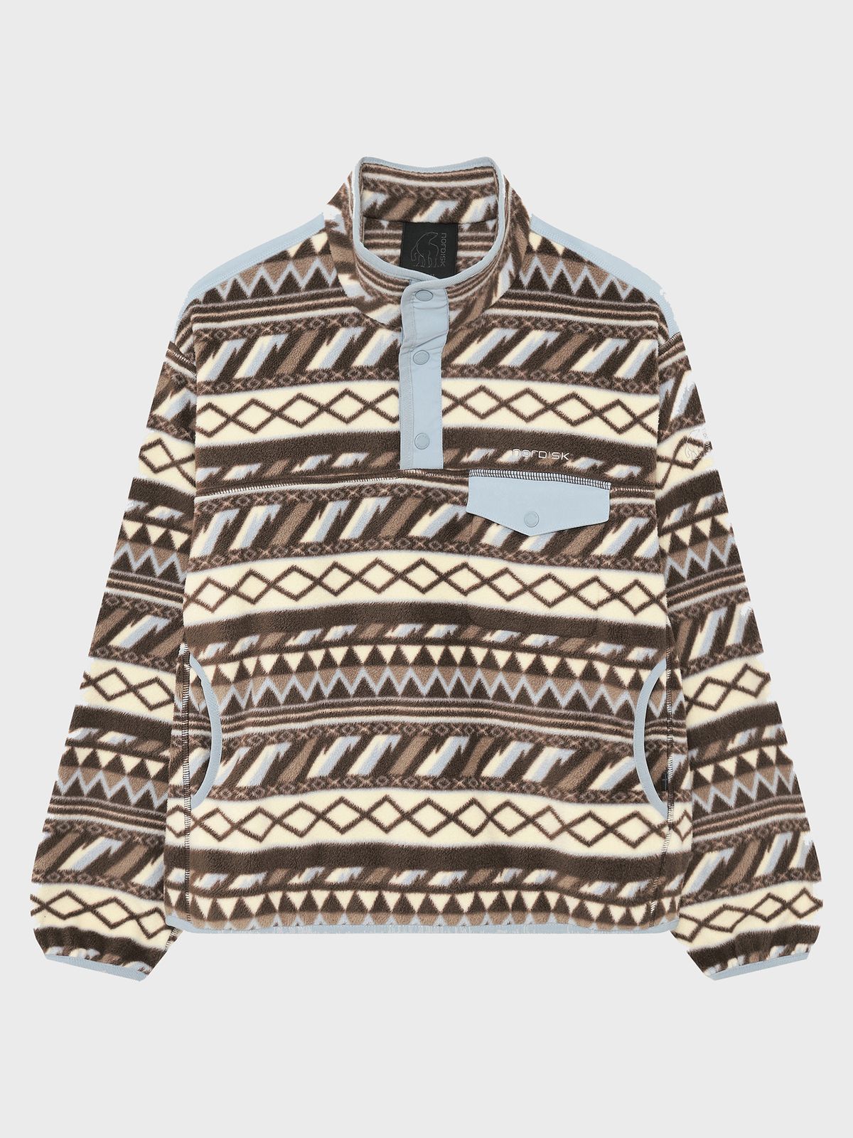 노르디스크(NORDISK) 그리드 패턴 플리스 버튼넥 티셔츠 - W_Dark Brown OWW26278E8