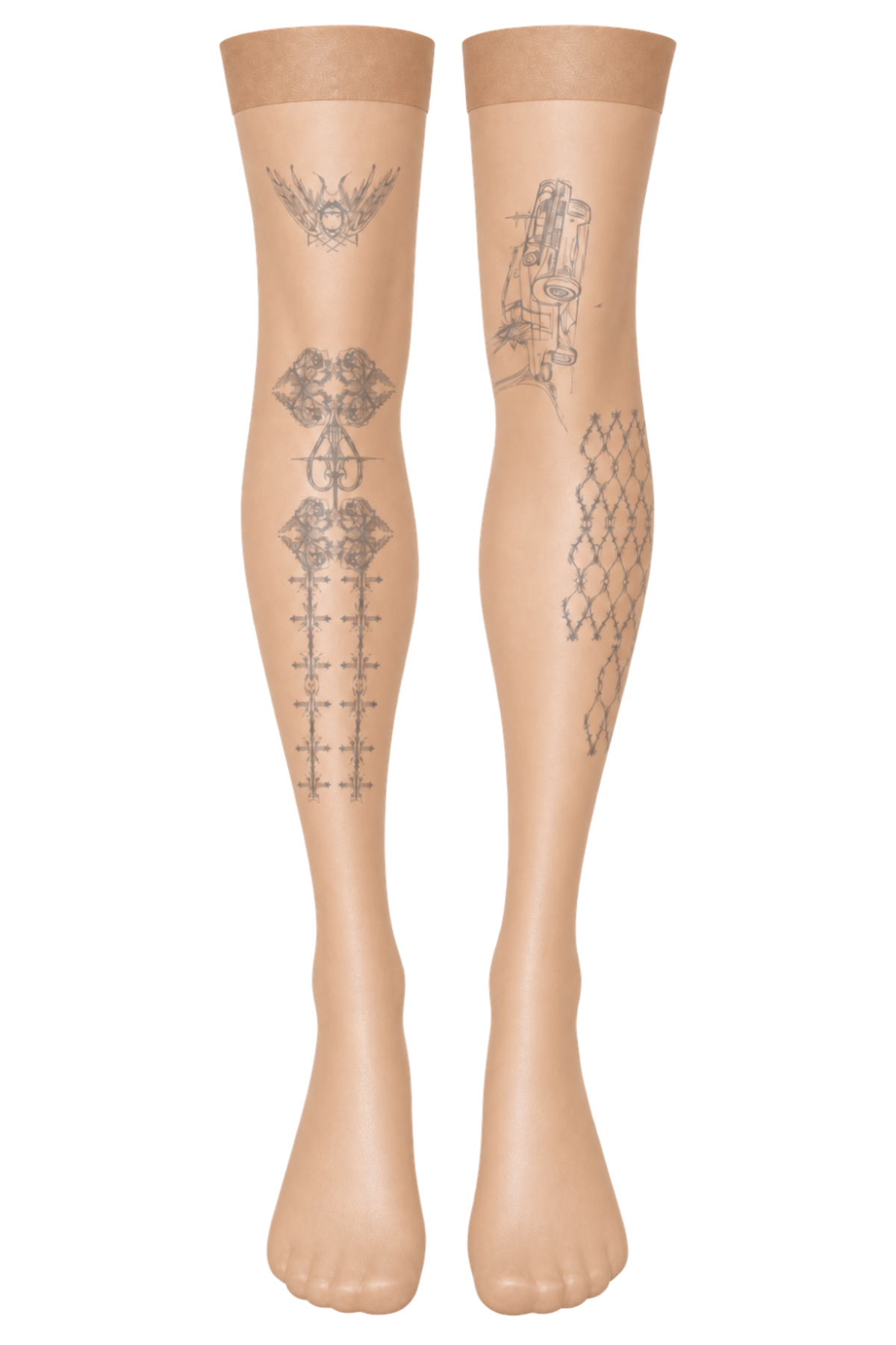 블릭베이크(BLEAKBAKE) [BB x hheartt-at] Tattooed thigh high tights