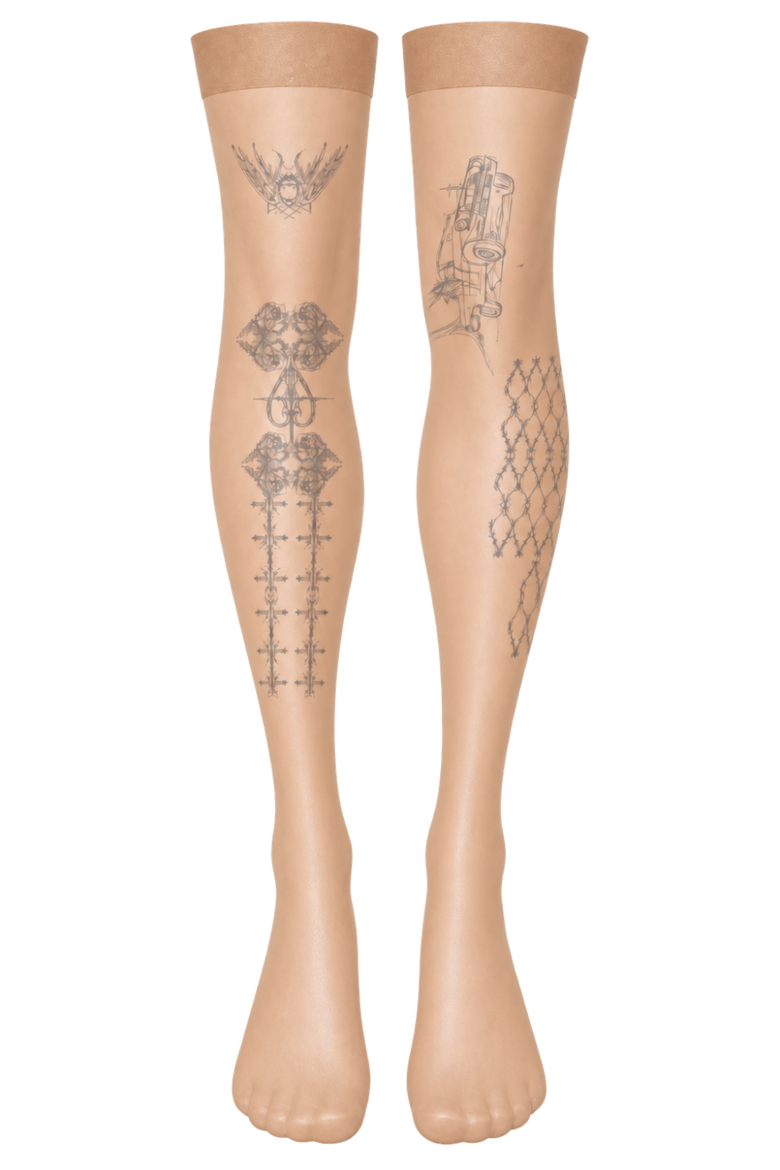 [BB x hheartt-at] Tattooed thigh high tights