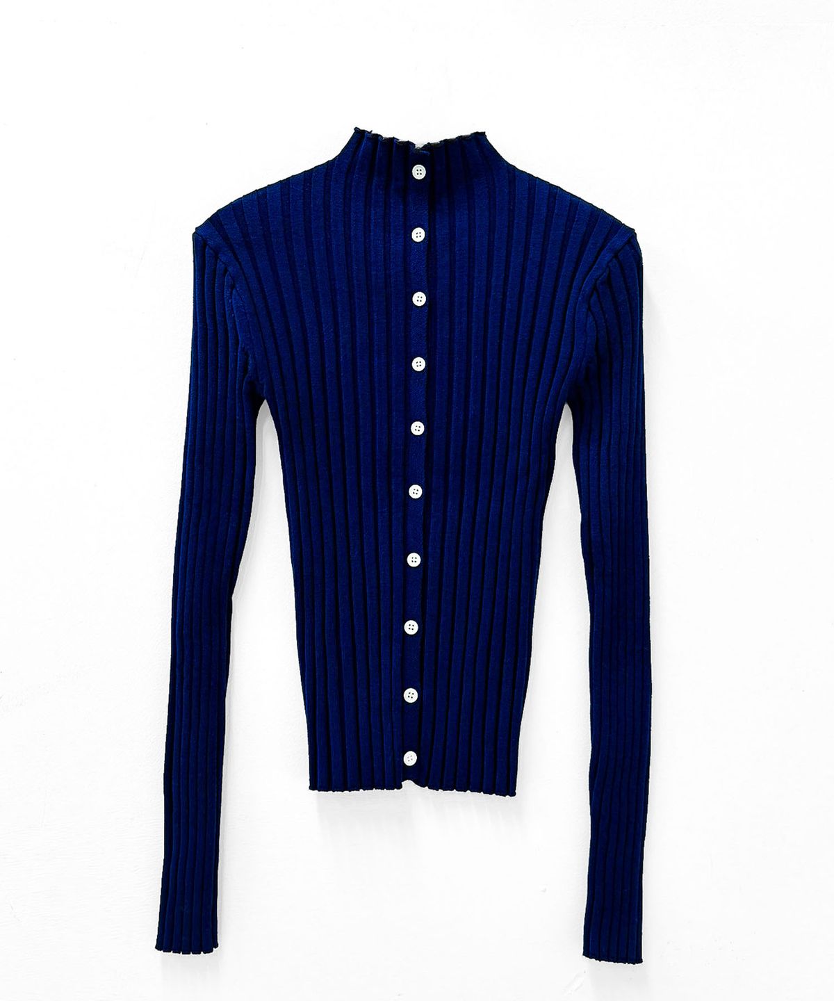 린테(LYNTE) Half-Neck Ribbed Cardigan (Royal Blue)