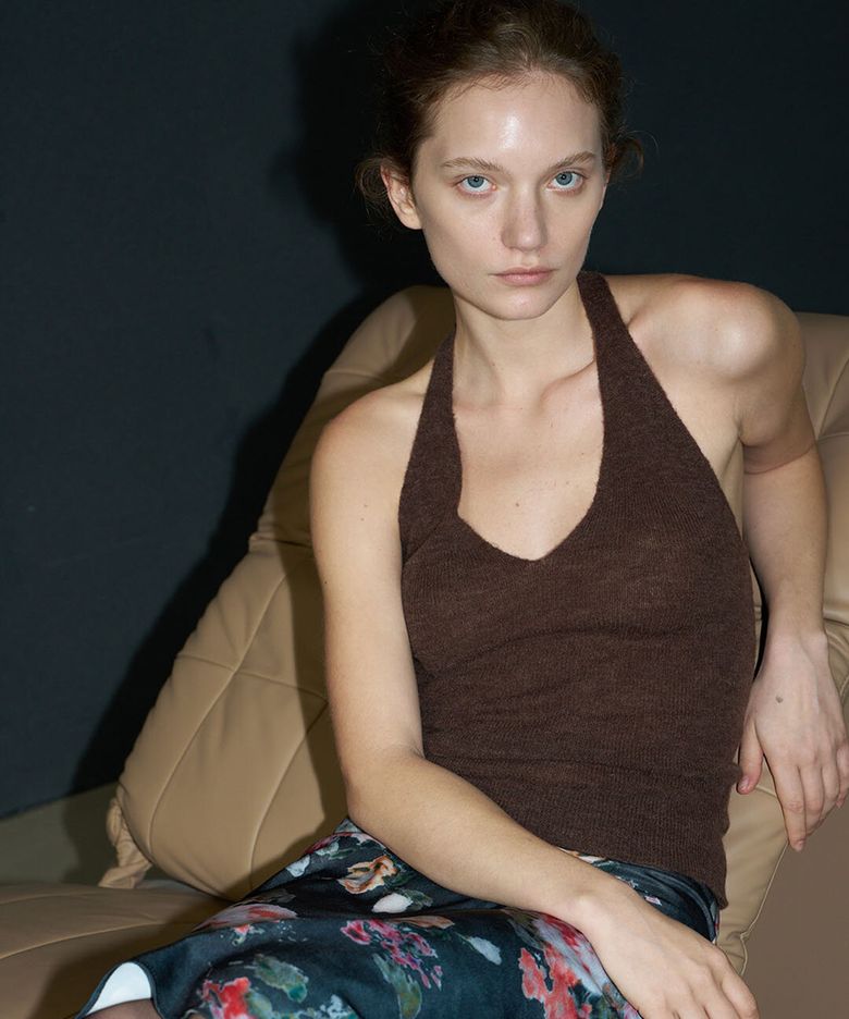 Baby Alpaca Halter Knit (Brown)