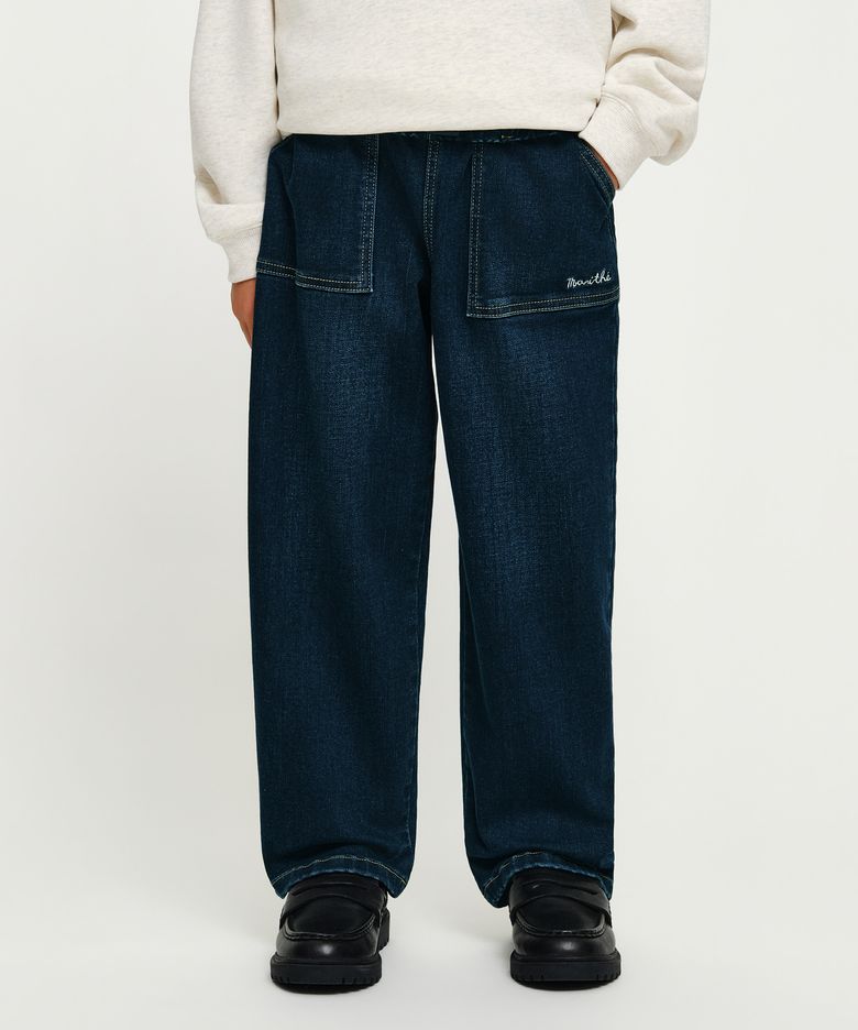 KIDS OUT POCKET DENIM PANTS (BRUSHED) dark blue
