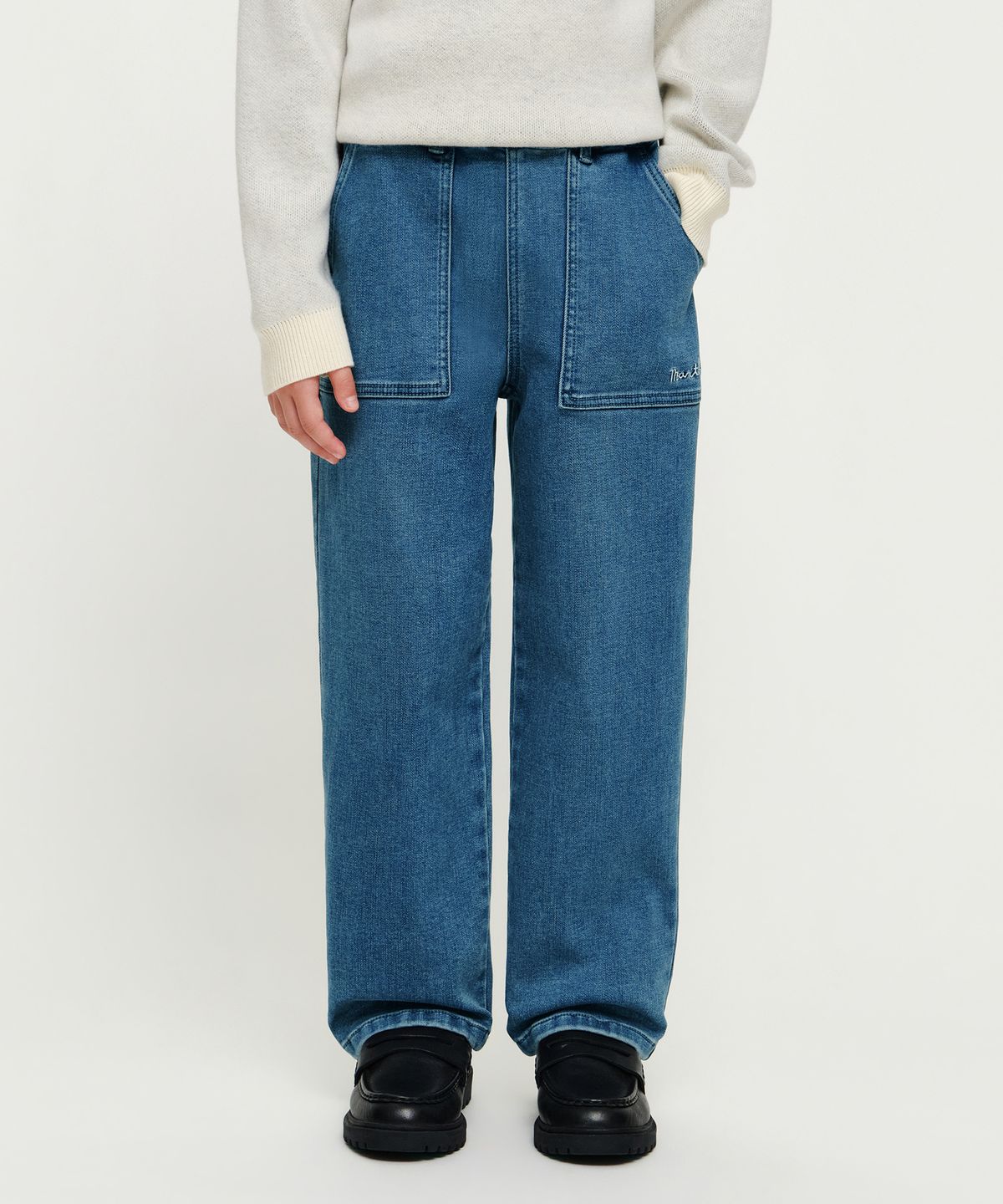 마리떼 키즈(MARITHÉ KIDS) KIDS OUT POCKET DENIM PANTS (BRUSHED) blue