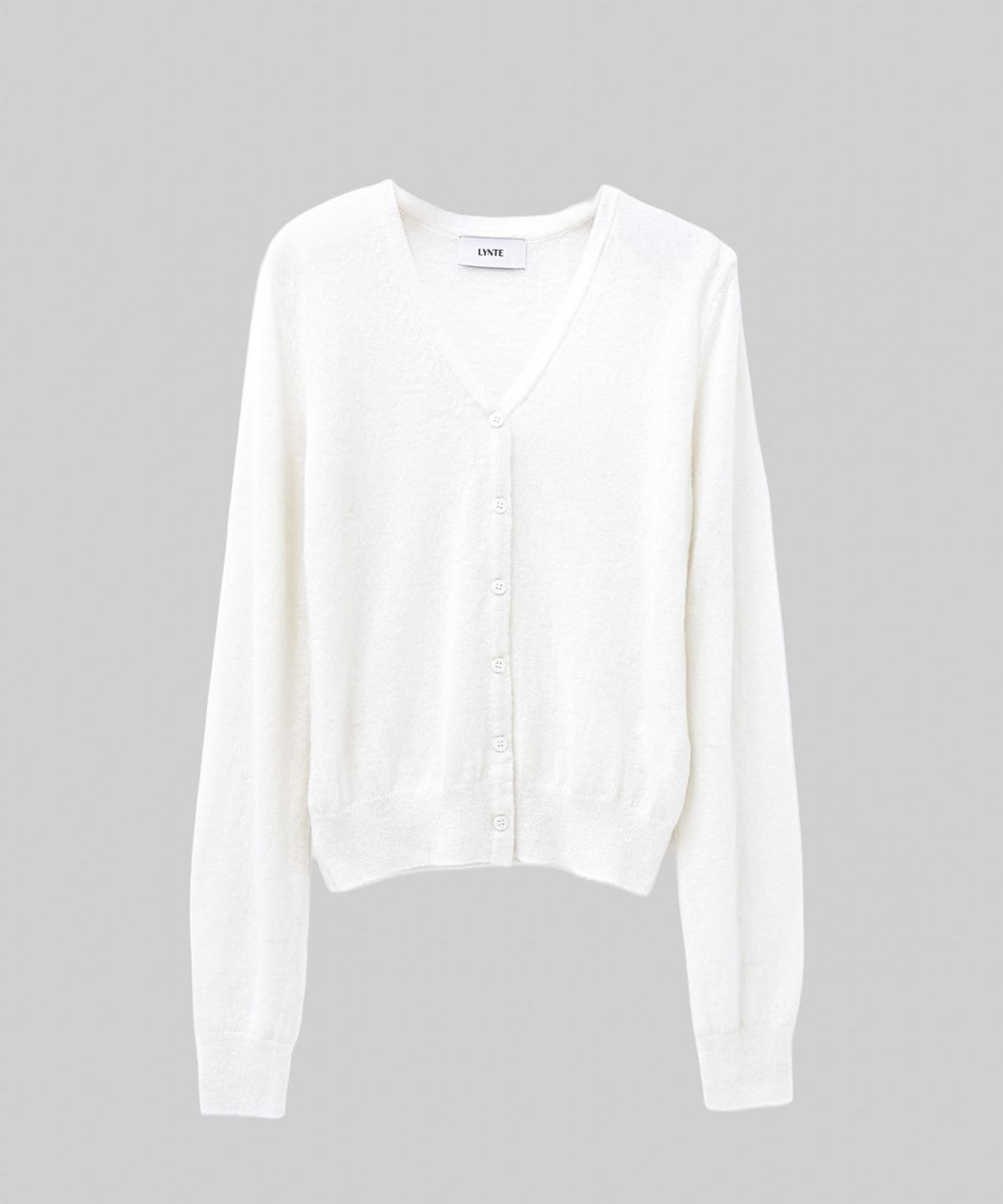 린테(LYNTE) Baby Alpaca V-Neck Cardigan (Ivory)