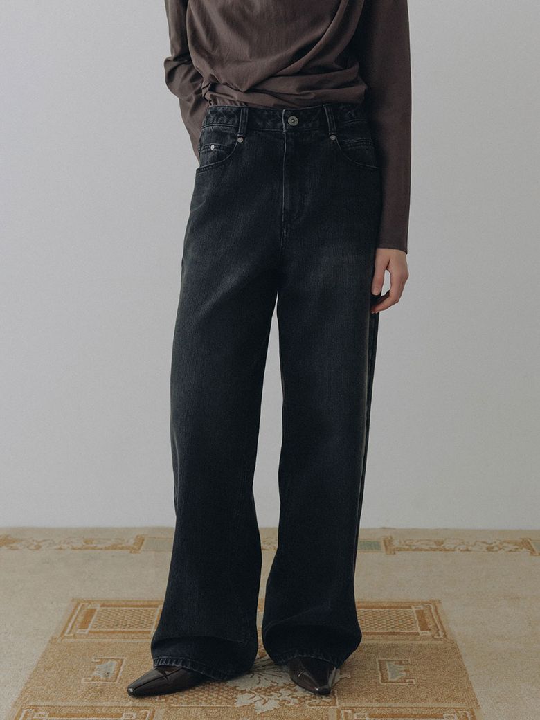 Straight Black Denim Jeans SJ6AL897-10