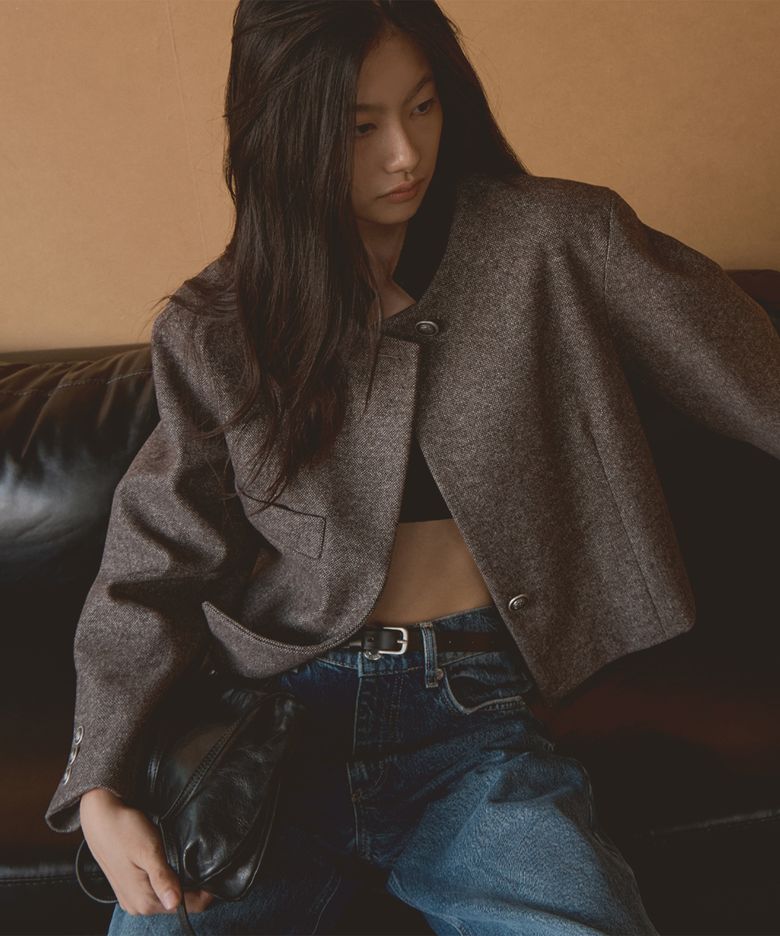 CLASSIC VOLUME WOOL JACKET_BROWN
