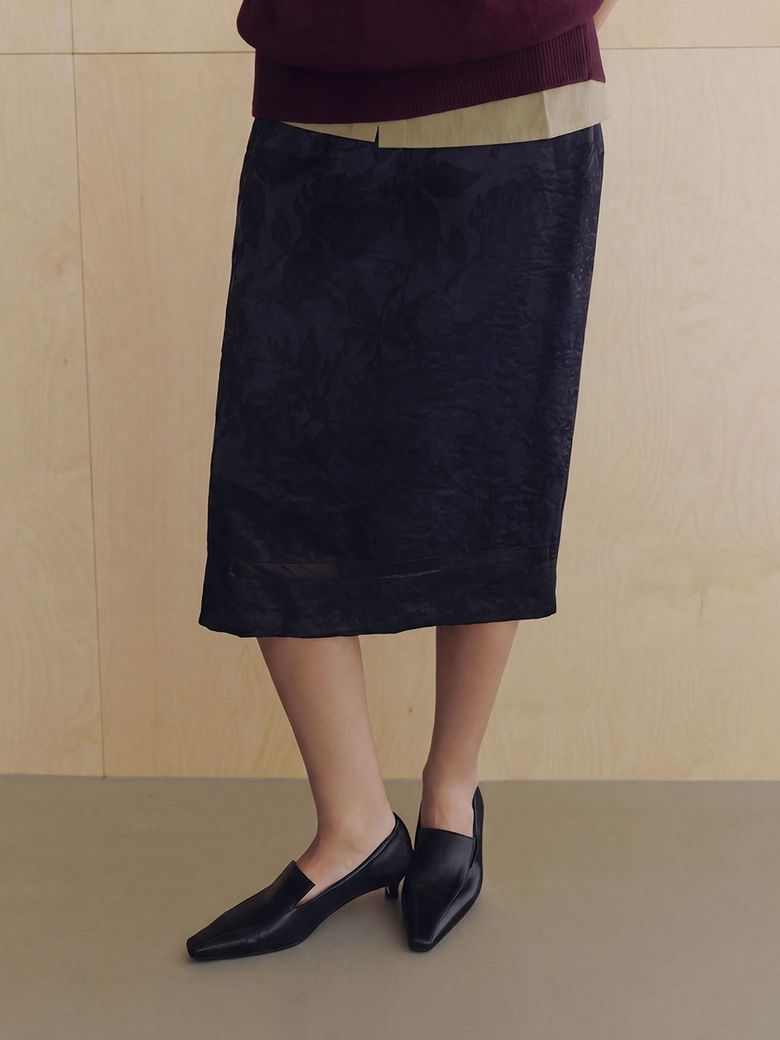 Floral Jacquard Lace Midi Skirt SW6AS877-24