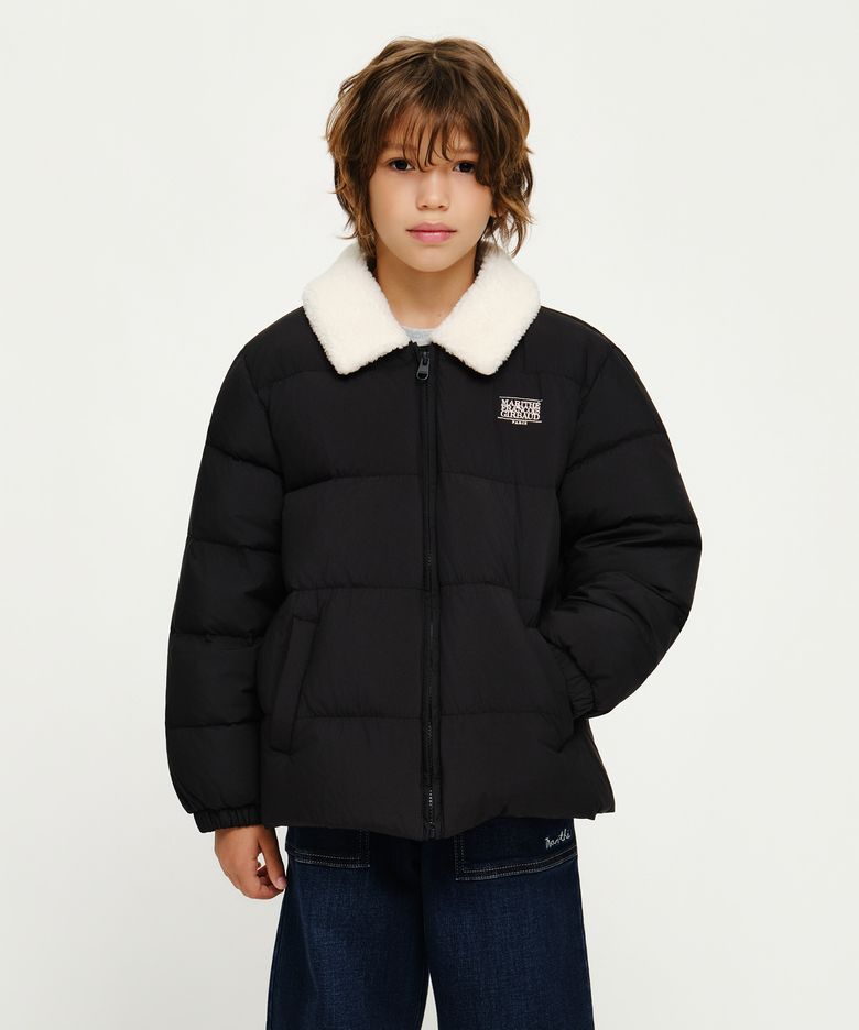 KIDS DETACHABLE COLLAR LIGHT DOWN JACKET black