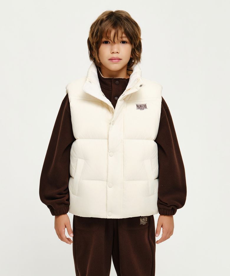 KIDS HIGH NECK DOWN VEST ivory