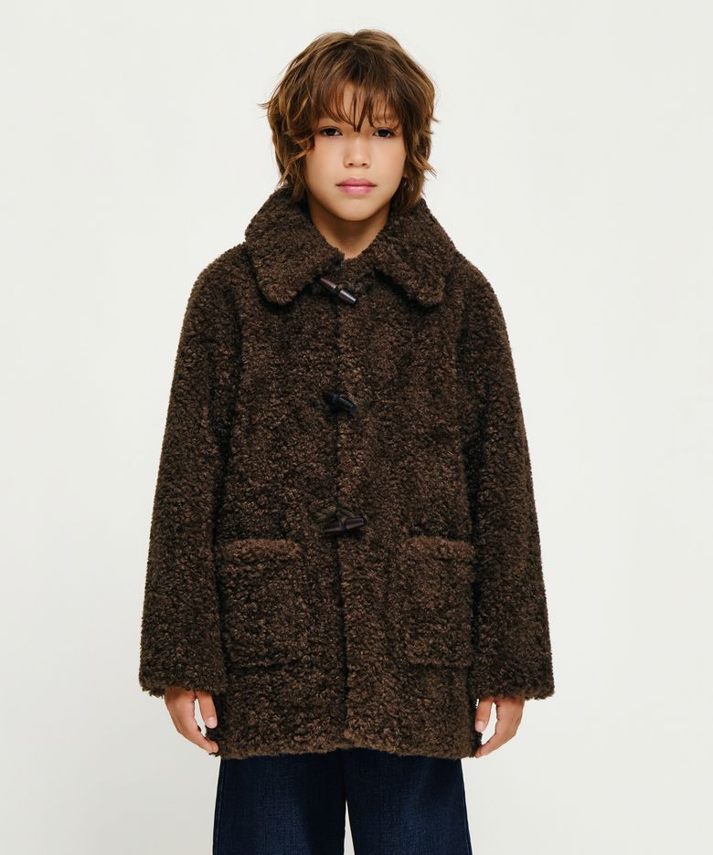 KIDS BOUCLE COAT brown