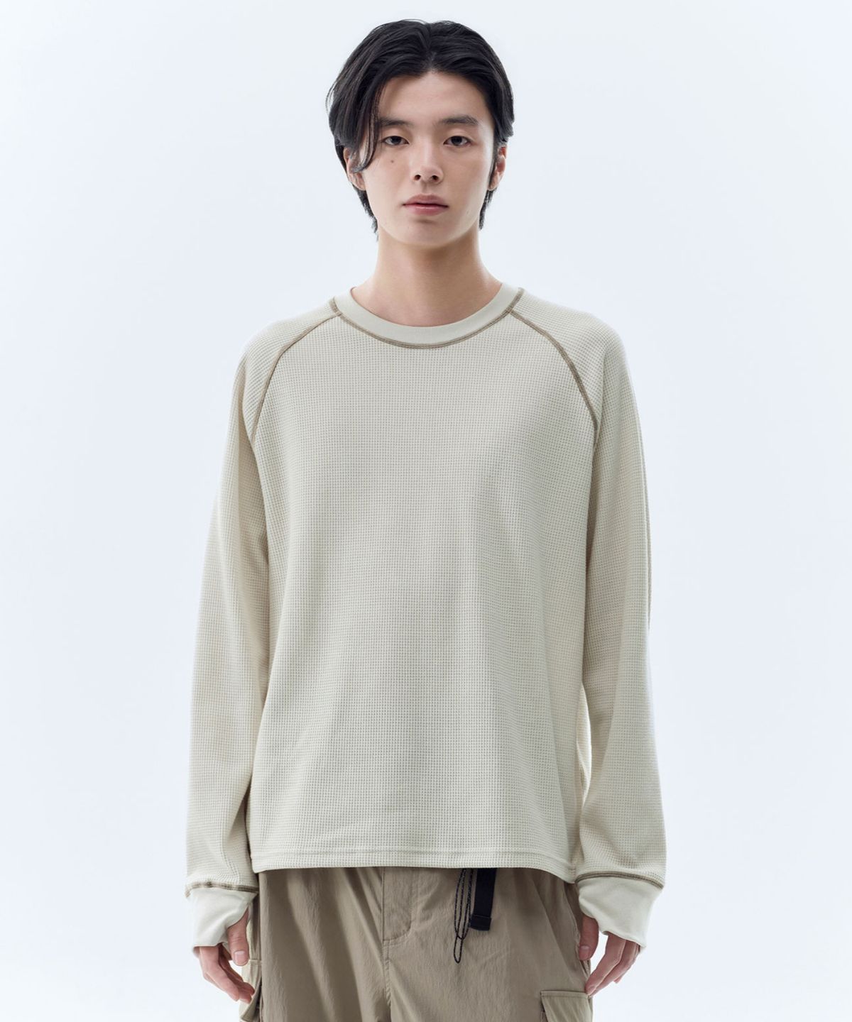 무신사 스탠다드(MUSINSA STANDARD) [시티 레저] 와플 긴소매 티셔츠 [스톤 화이트]