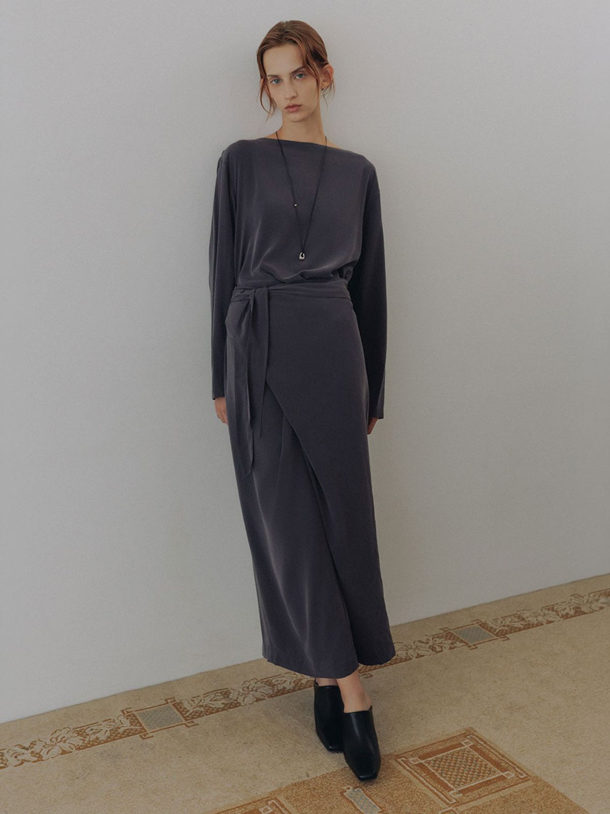 루에브르(LOEUVRE) Draped Wrap-Tie Dress SW6AO805-13