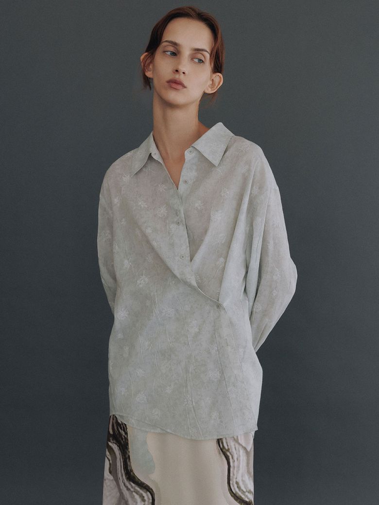 Rose Jacquard Crinkled Wrap Shirt SW6AB857-12