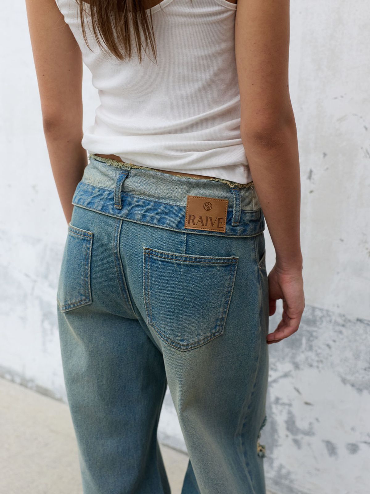 레이브(RAIVE) Folding Damage Denim Pants VJ6AL932_2color