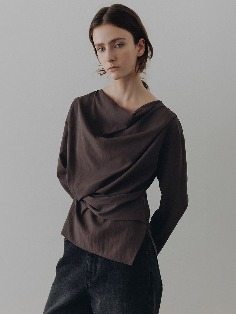 Asymmetric Draped Blouse SW6AB881_2color