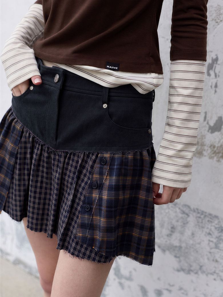 Mix Check Mini Skirt VW6AS985_2color