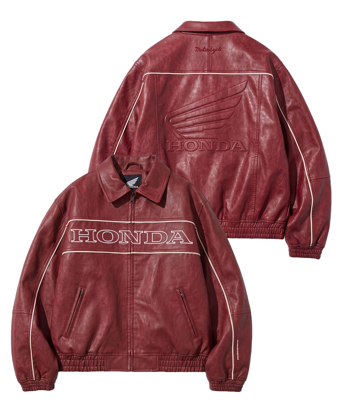 핍스 모터사이클(PHYPS MOTORCYCLE) Motorcycle Piping Leather Jacket Red