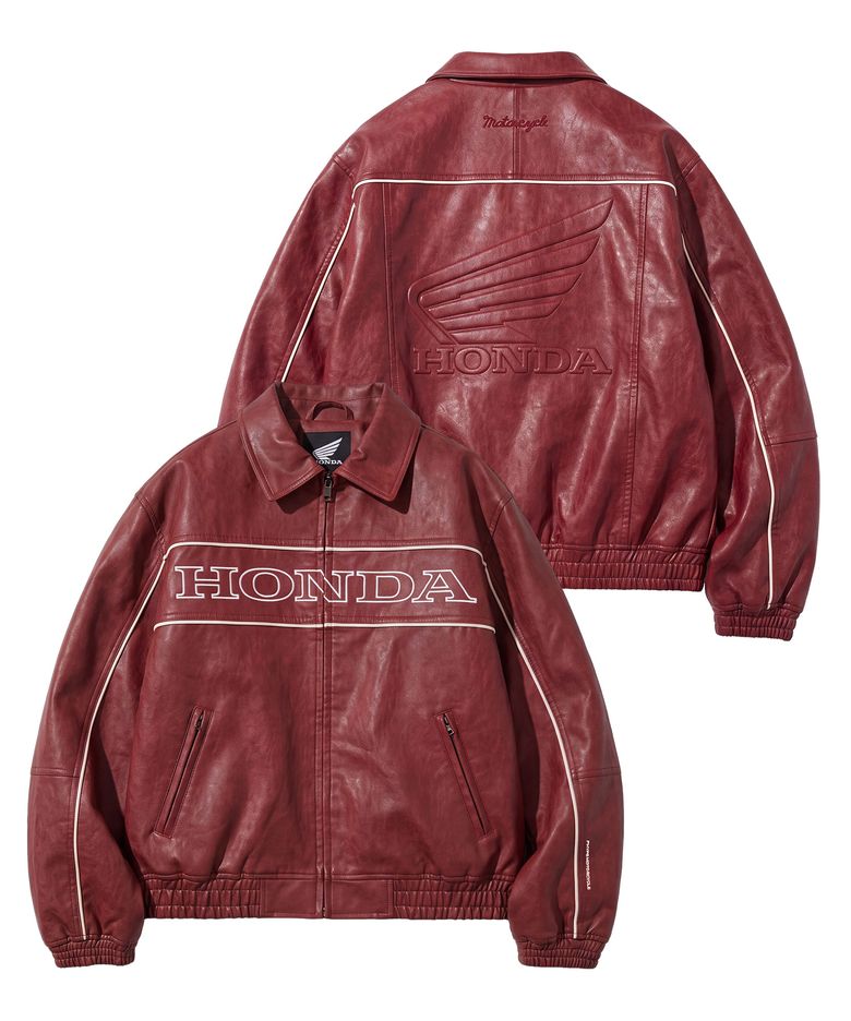 Motorcycle Piping Leather Jacket Red
